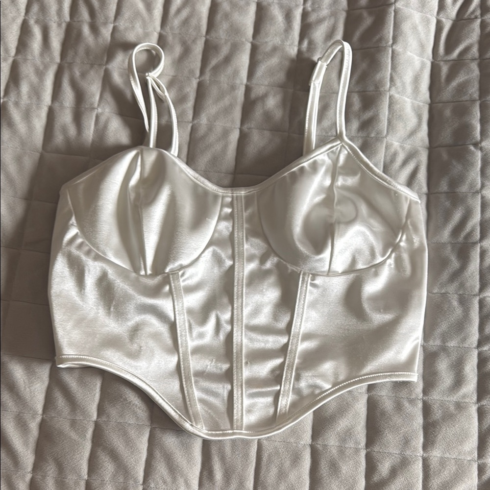 Elegant White Satin Bustier/top